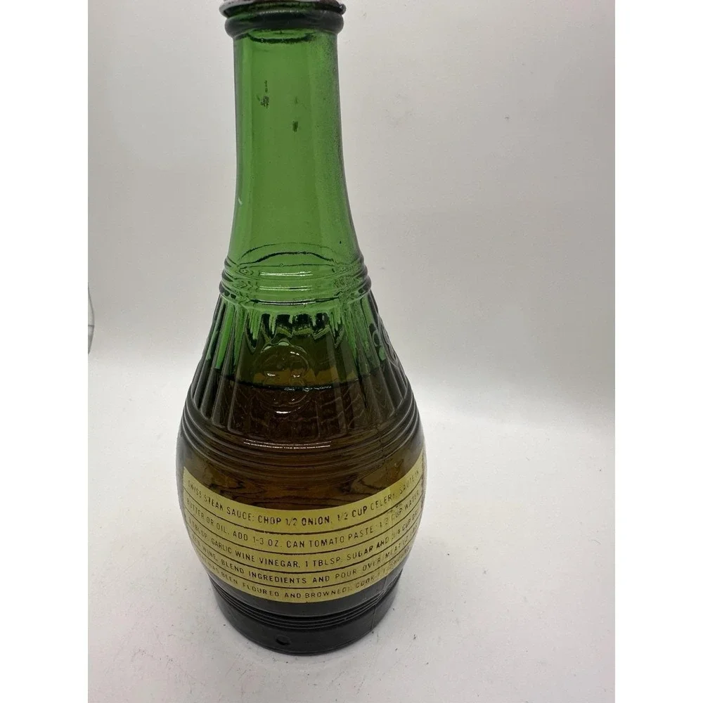 Vintage Regina Wine Vinegar w Garlic Green Glass‎ Bottle Queen of Flavor